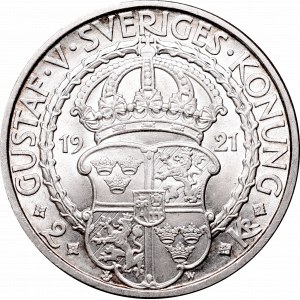 Sweden, Gustaf V, 2 krone 1921