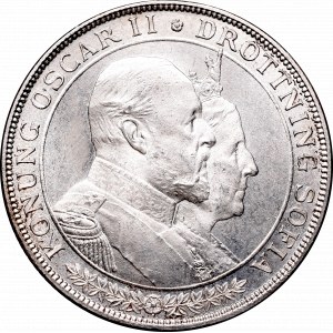 Sweden, Oscar II, 2 krone 1907