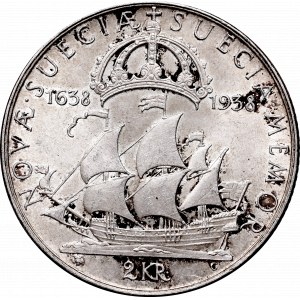 Szwecja, Gustaw V, 2 korony 1938