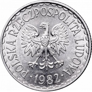 PRL, 1 złoty 1982 - wąskie cyfry daty