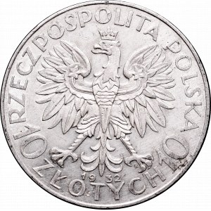 II Republic, 10 zlotych 1932, Women's Head