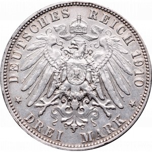 Niemcy, Saksonia, Fryderyk II, 3 marki 1910 E