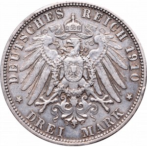 Germany, Bayern, Otto, 3 mark 1910 D
