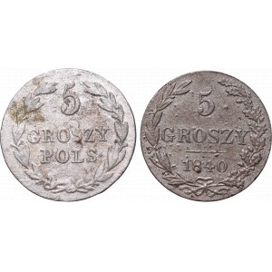 Set of 2 coins - 5 groschen 1840 and 1827 Kingdom of Poland