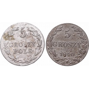Zestaw 2 monet - 5 groszy 1840 i 1827 Królestwo Polskie