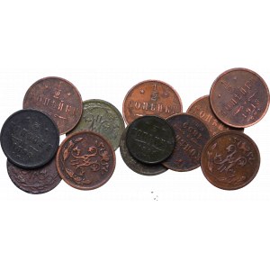 Rosja, Mikołaj II, Zestaw 12 monet 1/4-1/2 kopiejki