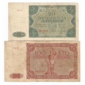 PRL, Zestaw 20-100 złotych 1947