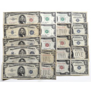 USA, Zestaw 1-5 dolarów 1928, 1934, 1953, 1957, 1976, 2003, 2009