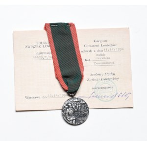 III RP, Srebrny Medal Zasługi Łowieckiej z legitymacją