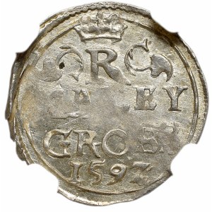 Bohemia, Rudolph II, Maley Groschen 1592, Kuttenberg- NGC MS63