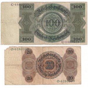 Niemcy, zestaw 20 i 100 marek 1924