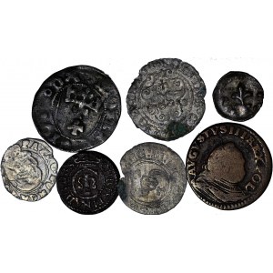 7 szt. zestaw monet, szelągi, grosze, denar