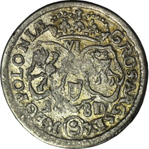 R-, Jan III Sobieski, Szóstak 1680/81 TLB, Bydgoszcz, PRZEBITKA DATY, odwrotka