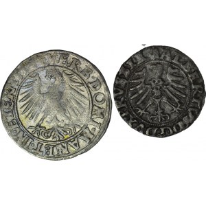 2 szt. zestaw monet, szeląg Królewiec 1557, grosz Brzeg