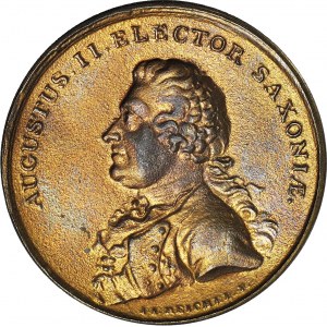 Medal z serii królewskiej Holzhaeussera - August II Mocny, odlew w brązie 44,5 mm
