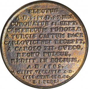 Medal z serii królewskiej Holzhaeussera - August II Mocny, odlew w brązie 44,5 mm