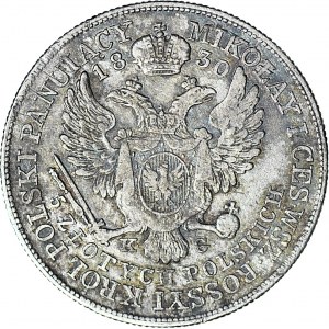R-, Królestwo Polskie, Aleksander I, 5 złotych 1830 KG, rzadkie, Berez. 15 zł