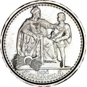 RR-, 5 złotych 1925, Konstytucja, 81 perełek, piękna