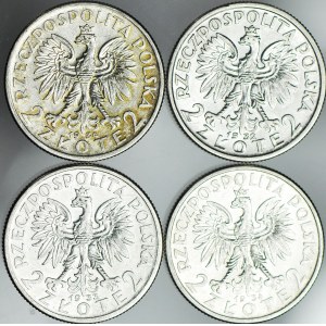 4 szt. zestaw monet II RP, 2 zł 1932,33,34 Głowa