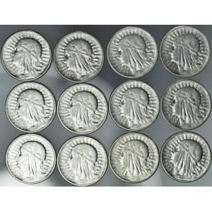 12 szt. zestaw monet II RP, 2 zł 1932,33,34 Głowa