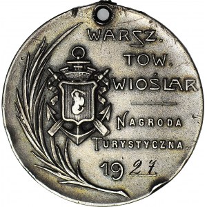 Warszawskie Towarzystwo Wioślarskie, Nagroda Turystyczna 1927, Warszawa-Poznań, Ag 36mm