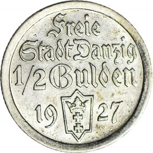 Wolne Miasto Gdańsk, 1/2 guldena 1927, rzadkie, mennicze