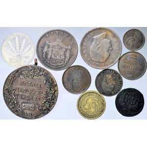 Zestaw 10 szt. monety i medal, Ruminia, Urugwaj, Niemcy, Portugalia, Francja, Rosja, Palestyna