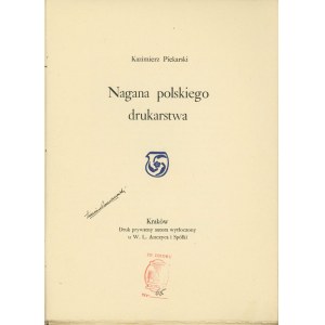 PIEKARSKI Kazimierz – Nagana polskiego drukarstwa.