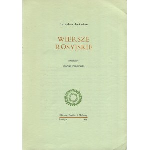 LEŚMIAN Bolesław – Wiersze rosyjskie.