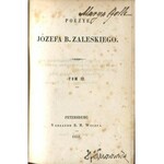 [Zaleski] – Poezye Józefa B. Zaleskiego. Tomy I-IV w dwóch woluminach.