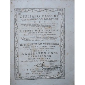 (PASSERO Giuliano), Giuliano Passero cittadino napoletano o sia prima pubblicazione in istampa,
