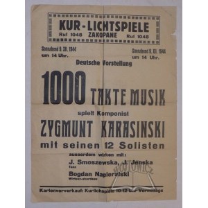 (ZAKOPANE - afisz). &#8222;1000 Takte Musik spielt Komponist Zygmunt Karasinski