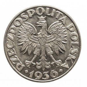 Polska, II Rzeczpospolita 1918-1939, 2 złote 1936, Żaglowiec, Warszawa.