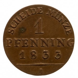 Niemcy, Prusy, Fryderyk Wilhelm III, 1797 - 1840, 1 pfenning 1833, Berlin.