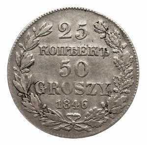 Polska, Zabór rosyjski, Mikołaj I 1825-1855, 25 kopiejek, 50 groszy 1846 MW, Warszawa.