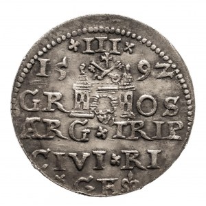 Polska, Zygmunt III Waza 1587-1632, trojak 1592, Ryga.