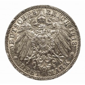 Niemcy, Cesarstwo Niemieckie 1871-1918, Prusy, Wilhelm II 1888-1918, 3 marki 1913 A, Berlin, 25 lat cesarstwa.