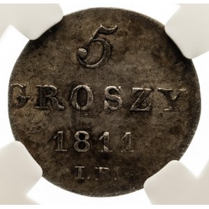 Księstwo Warszawskie 1807-1815, 5 groszy 1811 I.B. Warszawa, NGC AU58.