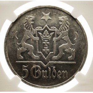 Wolne Miasto Gdańsk 1920-1939, 5 guldenów 1923, Utrecht; NGC MS61.