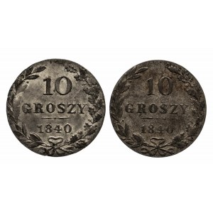 Polska, Zabór rosyjski, Mikołaj I 1825–1855, zestaw 2x10 groszy 1840 MW, Warszawa