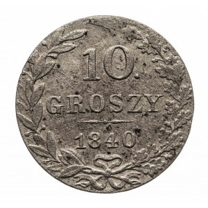 Polska, Zabór rosyjski, Mikołaj I 1825–1855, 10 groszy, 1840 MW, Warszawa, kropka po 10