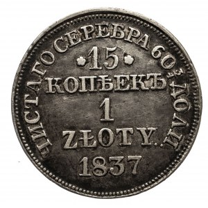 Polska, Zabór rosyjski, Mikołaj I 1826-1855, 1 złoty / 15 kopiejek 1837 MW, Warszawa