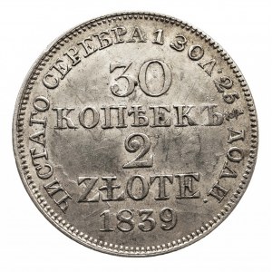 Polska, Zabór rosyjski, Mikołaj I 1826-1855, 2 złote / 30 kopiejek 1839 MW, Warszawa