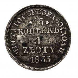 Polska, Zabór rosyjski, Mikołaj I 1826-1855, 1 złoty / 15 kopiejek 1835 MW, Warszawa