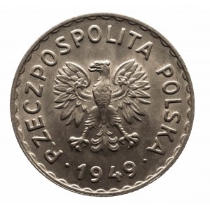 Polska, PRL 1944-1989, 1 złoty 1949 miedzionikiel