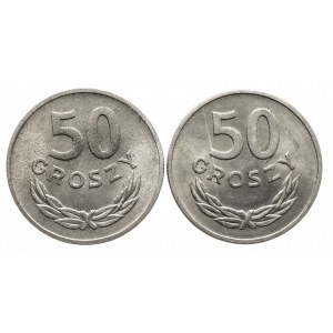 Polska, PRL 1944-1989, zestaw monet 50 groszy: 1949AL, 1957