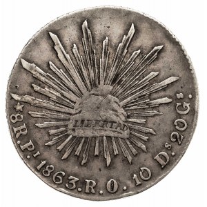 Meksyk, Republika, 8 reali 1863 Pi RO, San Luis Potosi