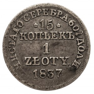 Polska, Zabór rosyjski, Mikołaj I 1826-1855, 1 złoty / 15 kopiejek 1837 MW, Warszawa