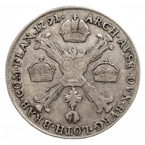 Austria, Niderlandy, Leopold II, 1/4 talara 1791 H, Gunzburg