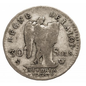 Francja Ludwik XVI, 30 sols (1/4 ecu) 1792 W, Lille
